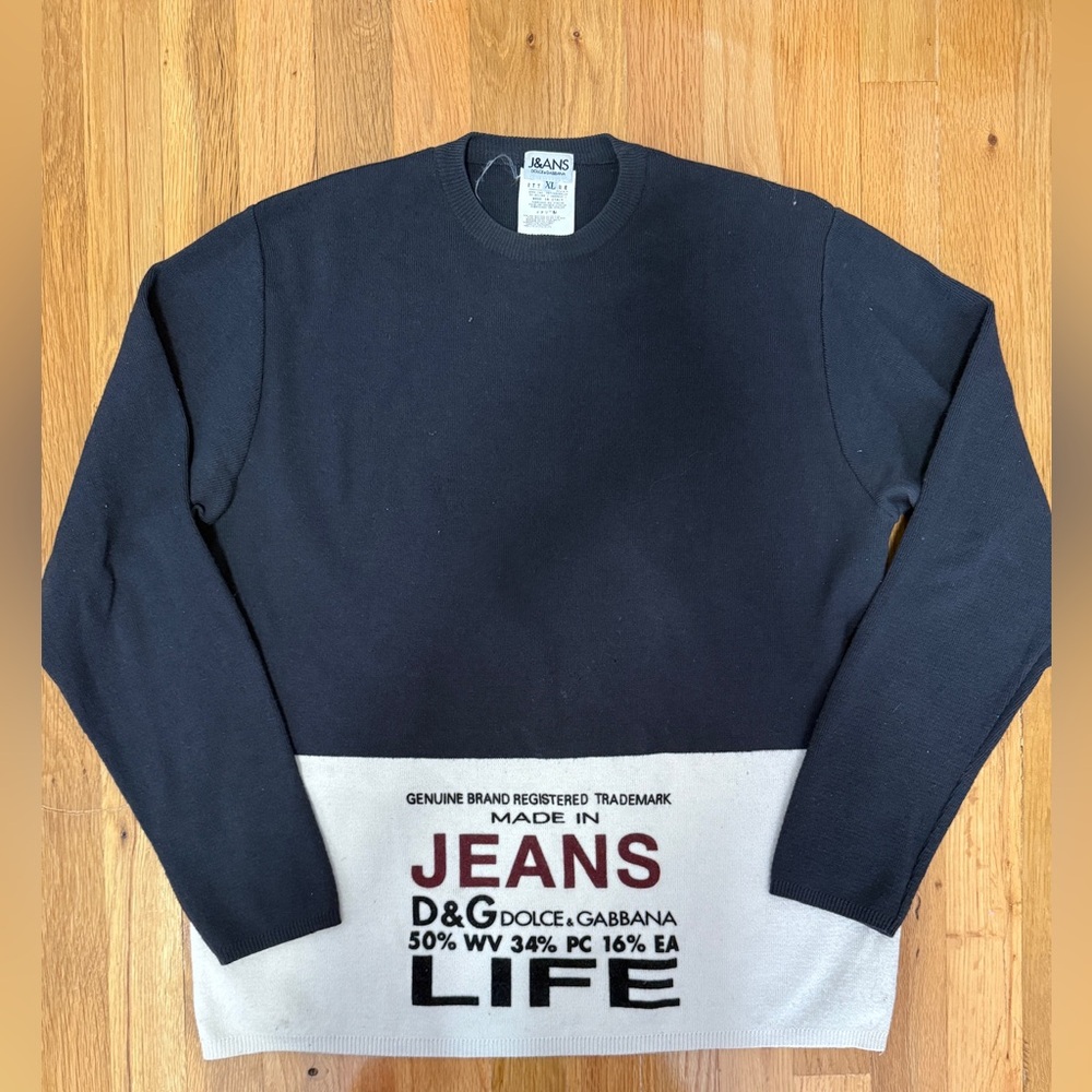 Dolce & Gabbana Black and Cream Crewneck Sweater